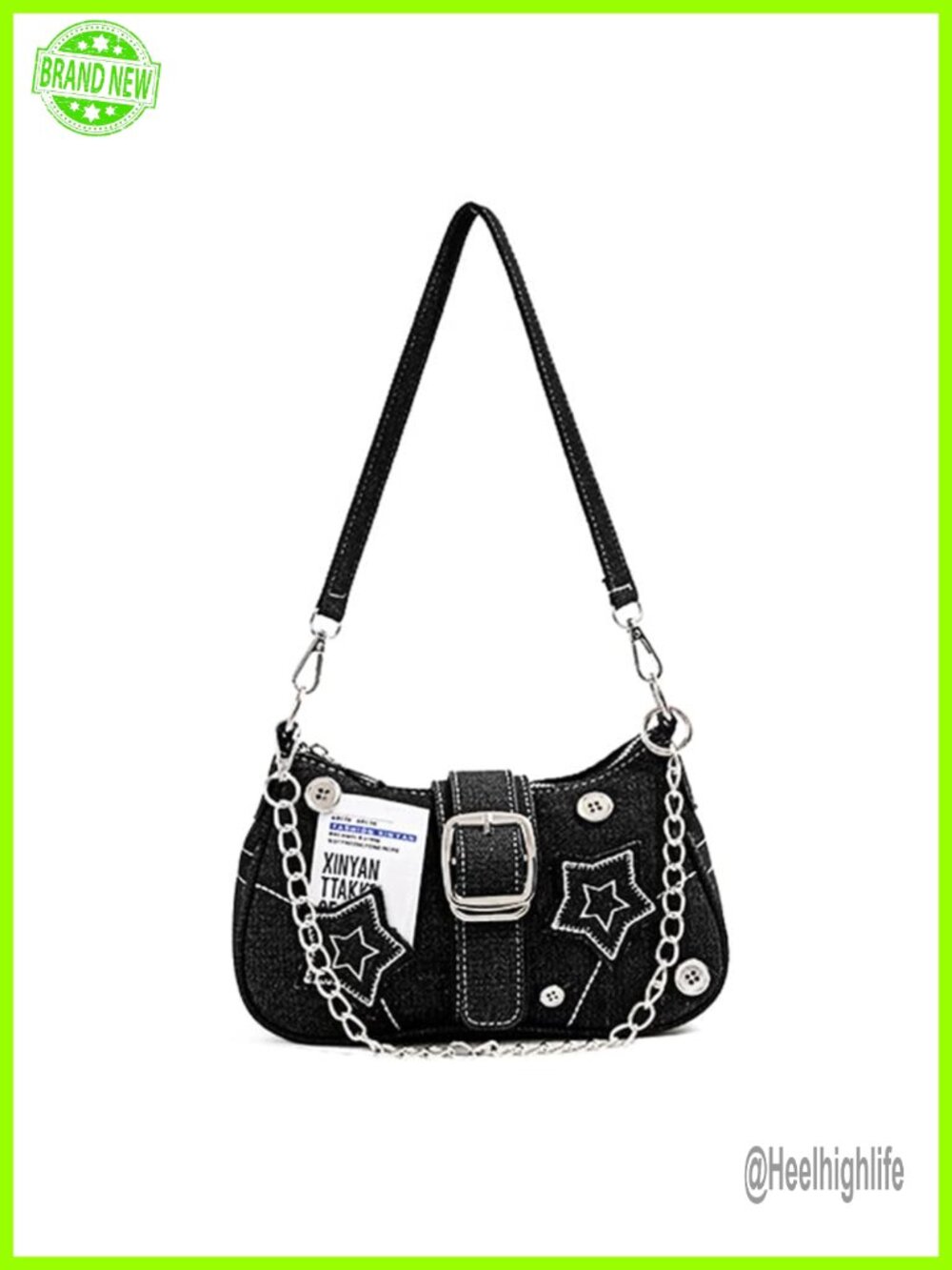 Y2K Mini Shoulder Bag with Chain Strap Star Pattern Purse